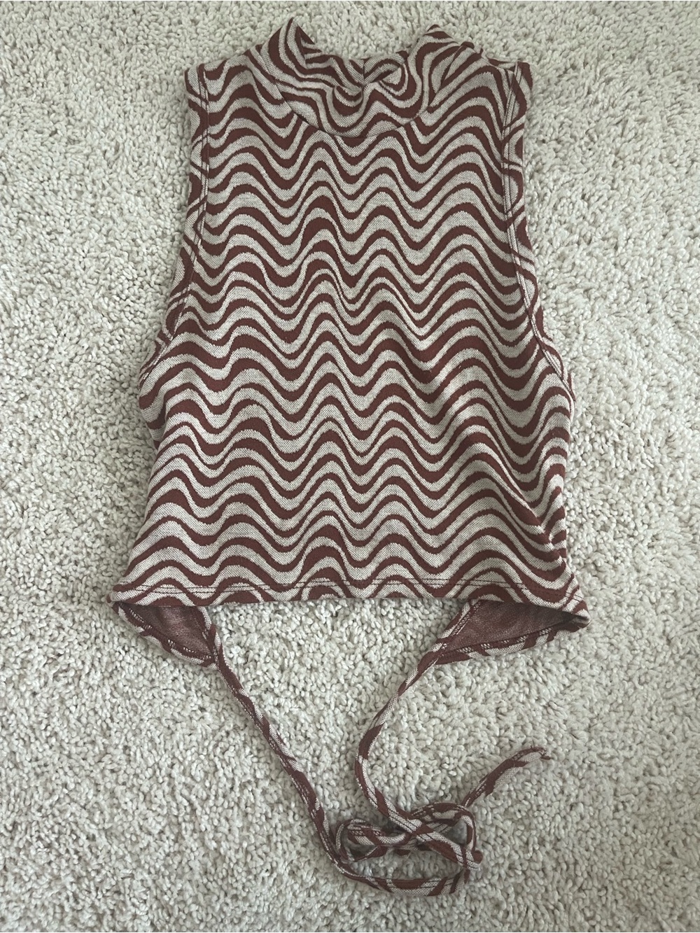 Billabong Wavy Knit Tie-Back Tank in Brown and Cream